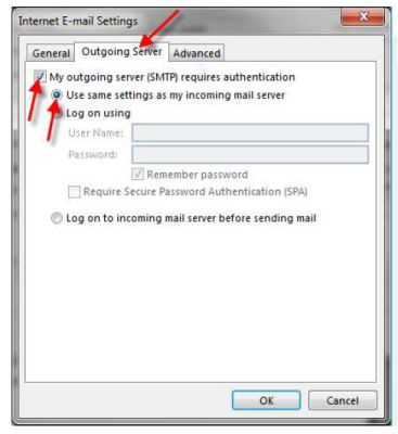 Outgoing Server Settings